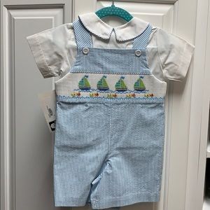 Vive lá Fete smocked 18 mos shortall